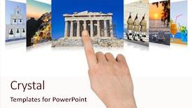  Presentation with scrolling - Amazing slide deck having windmill abstrack - hand scrolling greece travel images backdrop and a sky blue colored foreground