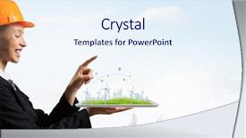  Presentation with ecology - Amazing PPT theme having windmill abstrack - presenting ecology concept backdrop and a sky blue colored foreground