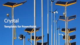  Presentation with wind solar - Presentation consisting of windmill abstrack - wind generators and solar power background and a teal colored foreground