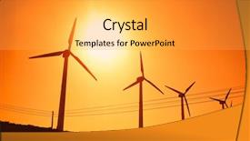  Presentation with wind turbines - Beautiful presentation theme featuring windmill abstrack - wind turbines farm silhouettes backdrop and a light gray colored foreground