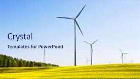  Presentation with energy source - Beautiful presentation theme featuring windmill alternative energy source backdrop and a sky blue colored foreground