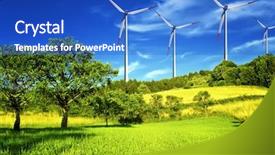  Presentation with windmill - Amazing slide deck having windmill and green meadow backdrop and a cobalt blue colored foreground