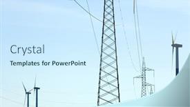  Presentation with blue line - Slide deck consisting of windmill and power line with blue and clear sky background and a cool aqua colored foreground