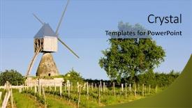  Presentation with windmill - Amazing theme having valley is main wine - windmill and vineyard near montsoreau backdrop and a light blue colored foreground