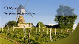  Presentation with windmill - Slides with valley is main wine - windmill and vineyard near montsoreau background and a light blue colored foreground