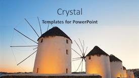  Presentation with windmill - PPT theme featuring windmill-as-the-famous-landmark background and a light blue colored foreground