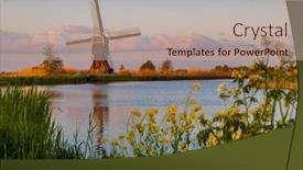  Presentation with windmill - Presentation design consisting of windmill-broekmolen-molenlanden-nieuwpoort background and a coral colored foreground