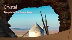  Presentation with windmill - Presentation design enhanced with windmill-consuegra-near-toledo-castile background and a wine colored foreground