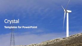  Presentation with renewable energy - Audience pleasing presentation design consisting of electricity pylons - windmill for renewable electric energy backdrop and a teal colored foreground