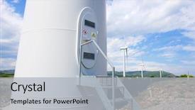  Presentation with renewable energy - Beautiful theme featuring windmill for renewable electric energy backdrop and a light gray colored foreground