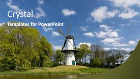  Presentation with windmill - Theme with windmill-hoop-in-tholen-netherlands background and a ocean colored foreground
