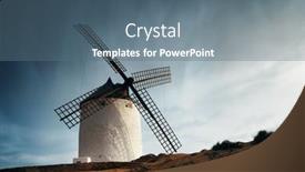  Presentation with windmill - Presentation featuring windmill-in-consuegra-near-toledo background and a ocean colored foreground