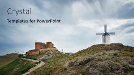  Presentation with windmill - Cool new slide deck with windmill-in-consuegra-near-toledo backdrop and a light blue colored foreground