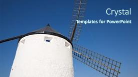  Presentation with windmill - Presentation featuring windmill-in-consuegra-toledo-province background and a ocean colored foreground