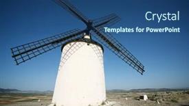  Presentation with windmill - Presentation design with windmill-in-consuegra-toledo-province background and a ocean colored foreground