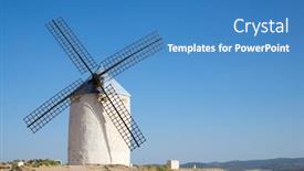  Presentation with texas windmill - Presentation theme enhanced with windmill-in-consuegra-toledo-province background and a teal colored foreground