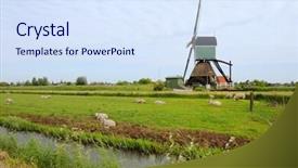  Presentation with windmill - Amazing theme having windmill-in-holland-noordeloos backdrop and a sky blue colored foreground
