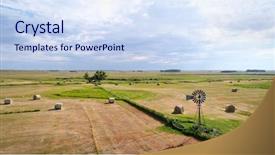  Presentation with windmill - Presentation theme consisting of windmill in nebraska sandhill background and a sky blue colored foreground