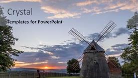  Presentation with windmill - Theme having windmill-kuzelov-at-sunset-south background and a light blue colored foreground