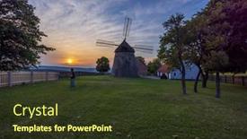  Presentation with windmill - PPT theme with windmill-kuzelov-southern-moravia-czech background and a tawny brown colored foreground