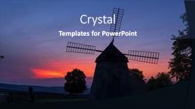  Presentation with windmill - Theme with windmill-kuzelov-southern-moravia-czech background and a ocean colored foreground