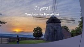  Presentation with windmill - Theme enhanced with windmill-kuzelov-southern-moravia-czech background and a seafoam green colored foreground