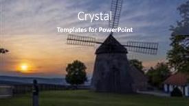  Presentation with windmill - Presentation featuring windmill-kuzelov-southern-moravia-czech background and a ocean colored foreground