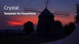  Presentation with windmill - PPT theme featuring windmill-kuzelov-southern-moravia-czech background and a ocean colored foreground