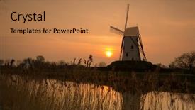  Presentation with belgium - PPT theme enhanced with windmill of damme one of the most beautiful villages in flanders belgium near bruges along the canal damse vaart background and a coral colored foreground