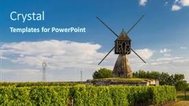  Presentation with windmill - Presentation theme featuring windmill-of-la-tranchee background and a ocean colored foreground