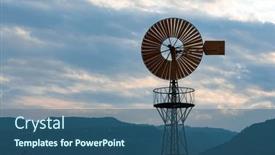  Presentation with windmill - Slide deck having windmill-on-a-metal-mast background and a ocean colored foreground