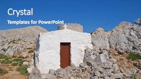  Presentation with old windmill - Slide deck having windmill on the high plateau background and a teal colored foreground