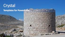  Presentation with old windmill - Presentation featuring windmill on the high plateau background and a teal colored foreground