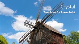  Presentation with sky blue - Cool new slides with windmill-paddle-on-blue-sky backdrop and a teal colored foreground