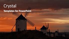  Presentation with texas windmill - Presentation theme having windmill-sunset-in-consuegra-near background and a tawny brown colored foreground