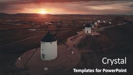  Presentation with windmill - Audience pleasing slides consisting of windmill-sunset-in-consuegra-near backdrop and a dark gray colored foreground