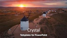  Presentation with windmill - Cool new slides with windmill-sunset-in-consuegra-near backdrop and a tawny brown colored foreground