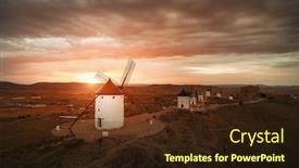  Presentation with windmill - Audience pleasing presentation theme consisting of windmill-sunset-in-consuegra-near backdrop and a wine colored foreground