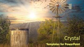  Presentation with livestock - PPT theme consisting of windmill-used-outback background and a tawny brown colored foreground