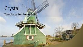  Presentation with old windmill - Beautiful presentation theme featuring windmill used to grind mustard backdrop and a light blue colored foreground