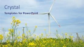  Presentation with windmills - Beautiful slides featuring windmills-and-canola-flower backdrop and a sky blue colored foreground