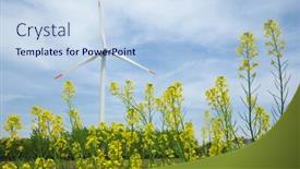  Presentation with windmills - Colorful theme enhanced with windmills-and-canola-flower backdrop and a sky blue colored foreground