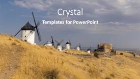  Presentation with windmills - Slide deck having windmills-and-castle-of-consuegra background and a gray colored foreground