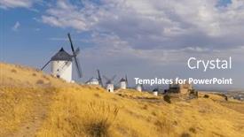  Presentation with windmills - Slides featuring windmills-and-castle-of-consuegra background and a gray colored foreground