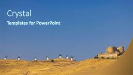 Presentation with windmills - Theme enhanced with windmills-and-castle-of-consuegra background and a ocean colored foreground