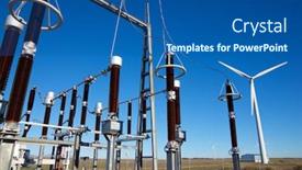  Presentation with substation - Theme with windmills-and-electrical-substation-huesca background and a ocean colored foreground