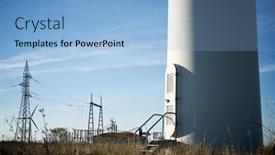  Presentation with substation - Slide deck with windmills-and-electrical-substation-huesca background and a light blue colored foreground