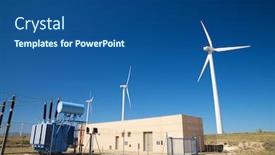 Presentation with substation - Audience pleasing PPT theme consisting of windmills and electrical substation zaragoza province aragon spain backdrop and a ocean colored foreground