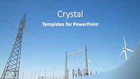  Presentation with substation - Presentation design with windmills and electrical substation zaragoza background and a teal colored foreground