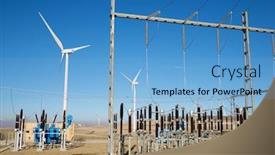  Presentation with substation - Slide set enhanced with windmills-and-electrical-substation-zaragoza background and a light blue colored foreground